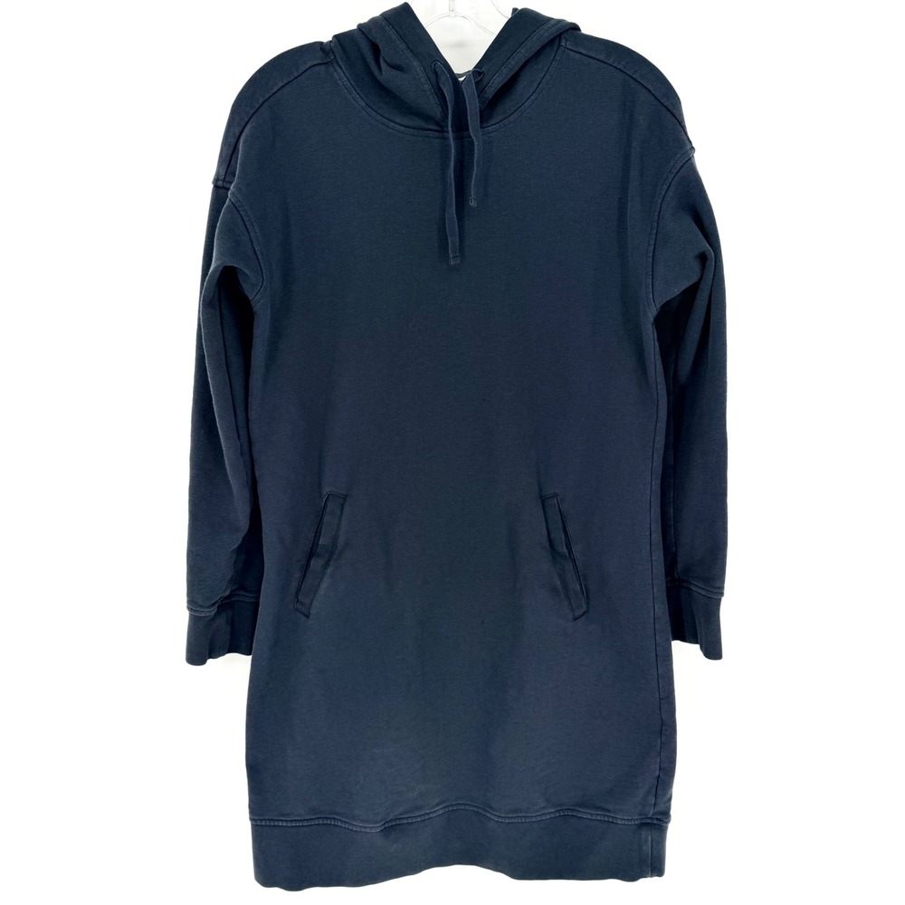 Toad&Co Follow Through Hooded Sweatshirt Dress In Big Sky Navy Size S Athleisure - Picture 4 of 15